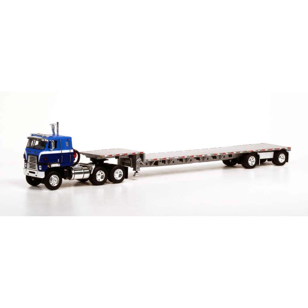 International CO-4070-B Transtar II COE w/53' Transcraft Step Deck Trailer (Dark Blue/Light Blue)