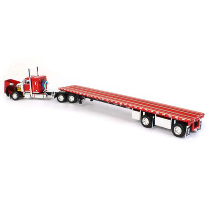 Peterbilt 379 w/53' Wilson Roadbrute Spread-Axle Flatbed Trailer (Red/Black)