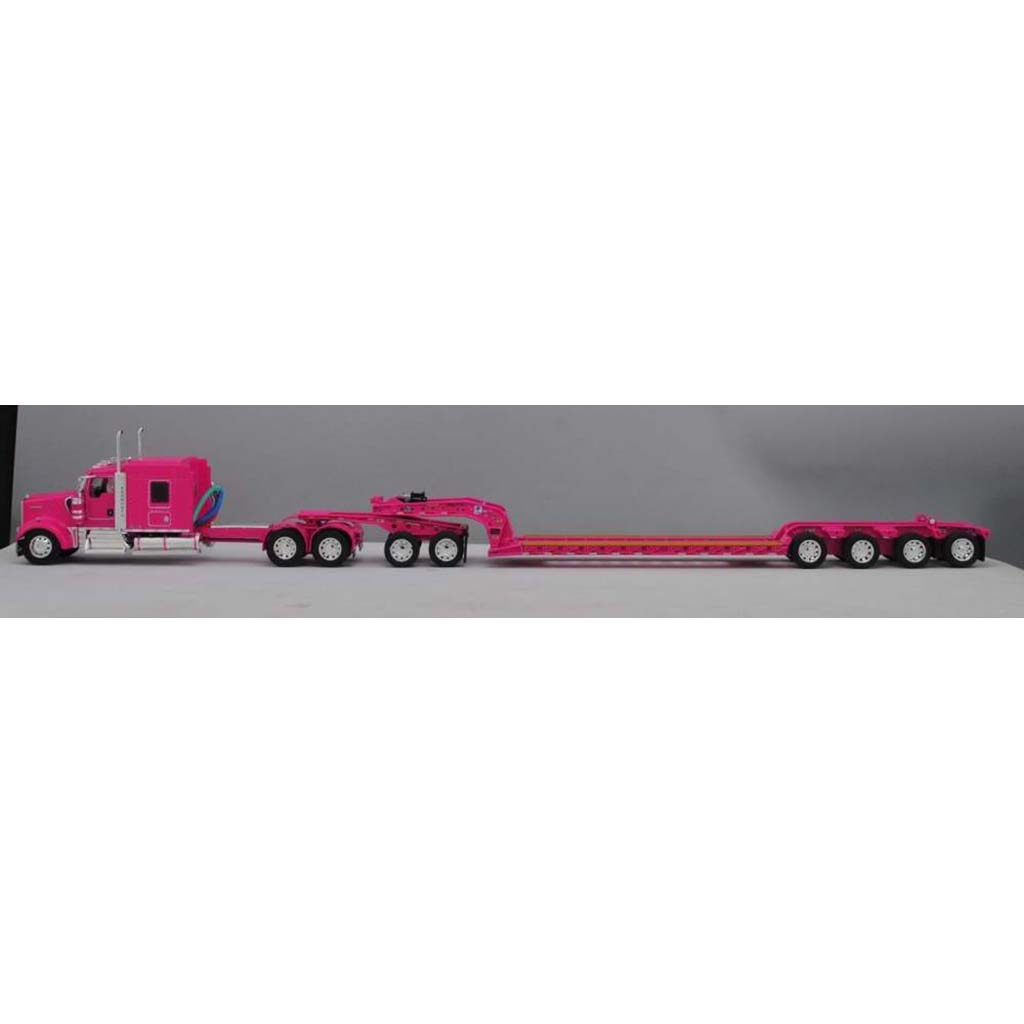 Kenworth W900L w/Fontaine Magnitude Lowboy Trailer w/Jeep & Flip-Axle(Pink)