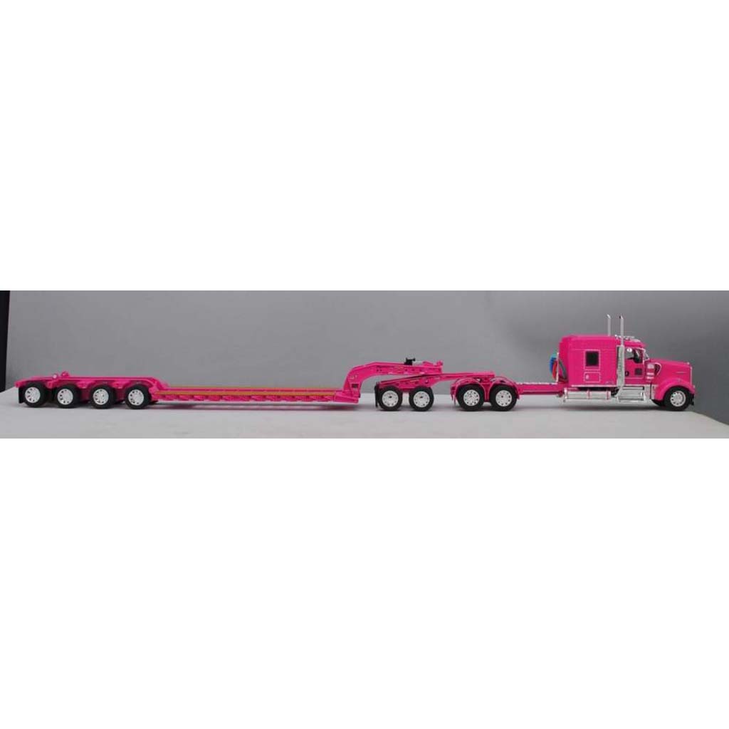 Kenworth W900L w/Fontaine Magnitude Lowboy Trailer w/Jeep & Flip-Axle(Pink)