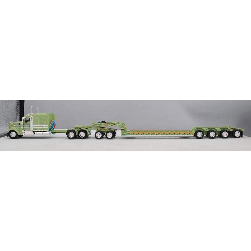 Kenworth W900L w/Fontaine Magnitude Lowboy Trailer w/Jeep & Flip-Axle (Green)