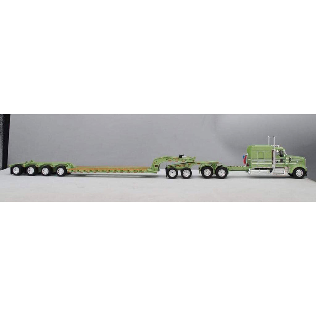 Kenworth W900L w/Fontaine Magnitude Lowboy Trailer w/Jeep & Flip-Axle (Green)