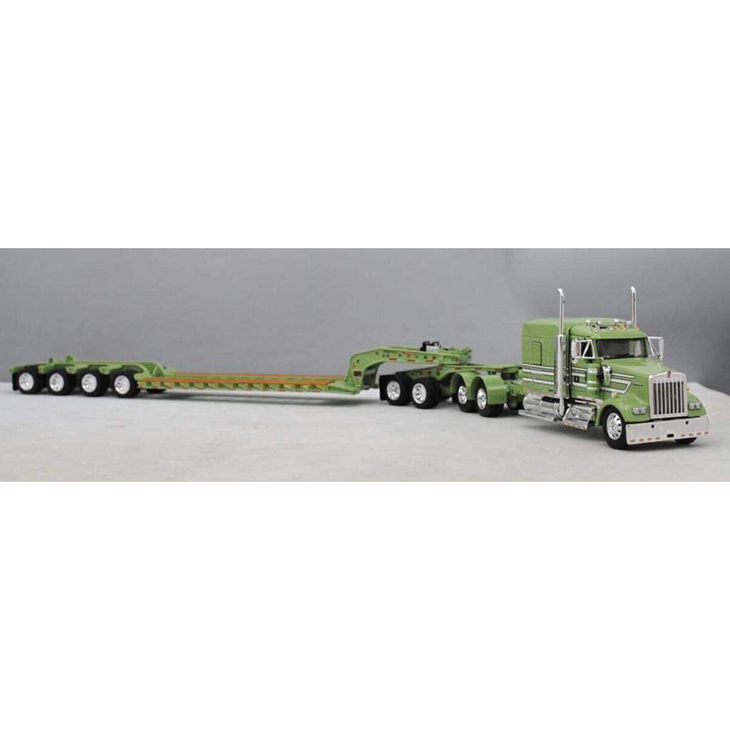 Kenworth W900L w/Fontaine Magnitude Lowboy Trailer w/Jeep & Flip-Axle (Green)