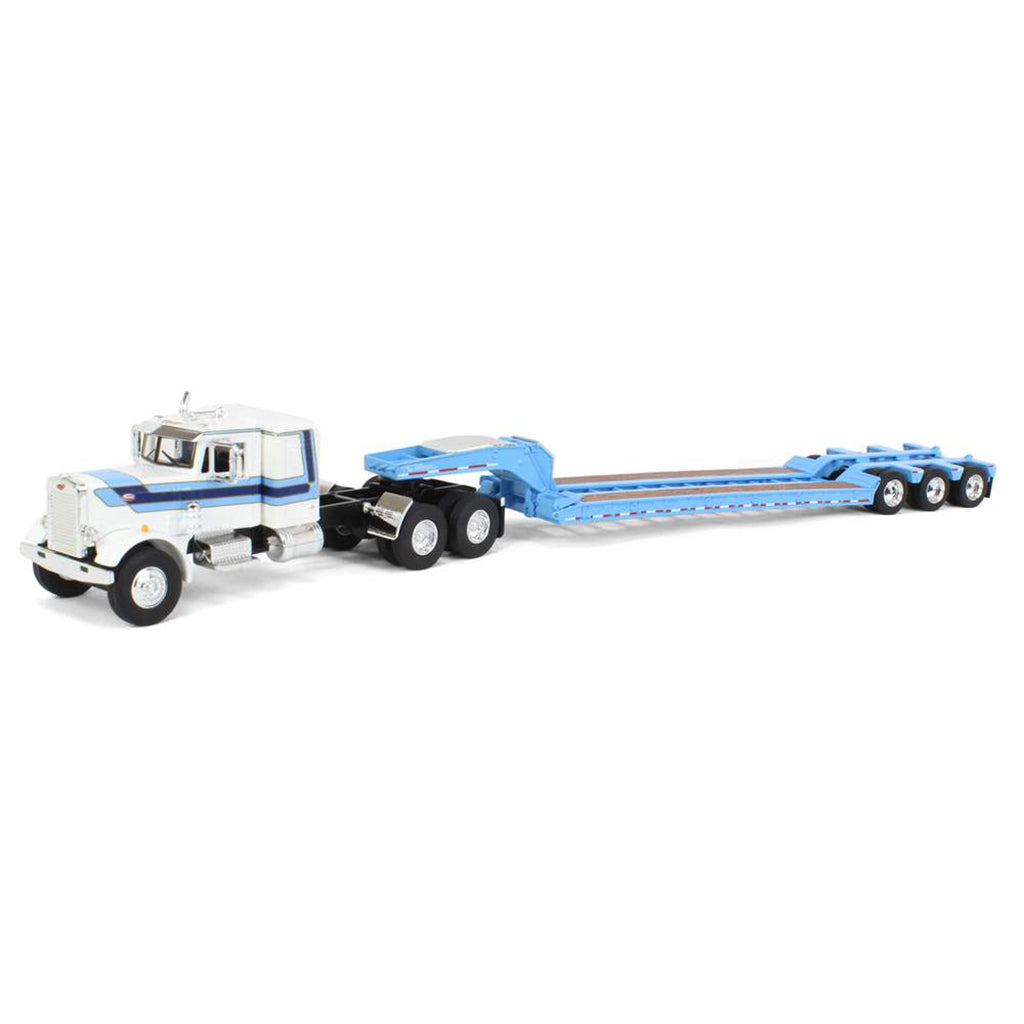 Peterbilt 351 w/Talbert Tri-Axle Lowboy Trailer (White/Blue)