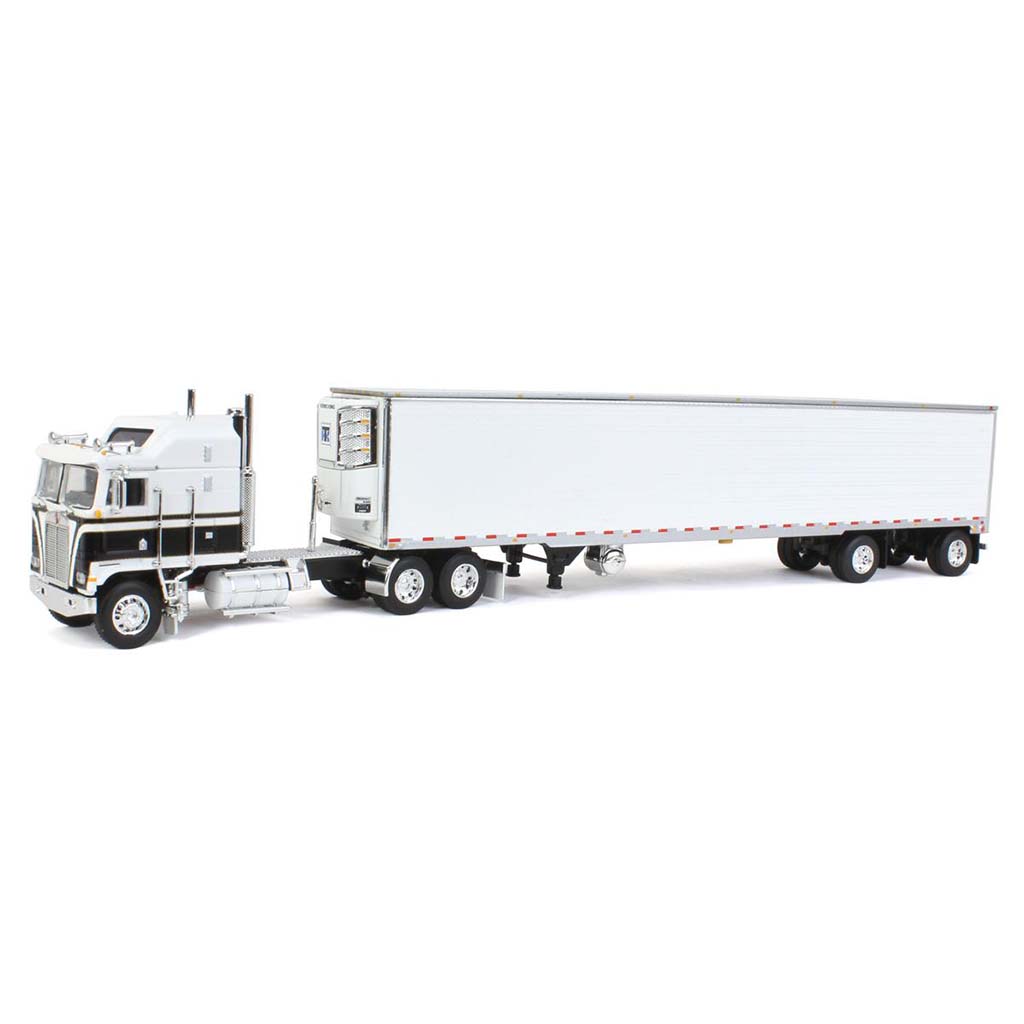 Kenworth K100 Aerodyne Cab-Over-Engine Tractor w/53' Utility Reefer Van Trailer (Black/White)