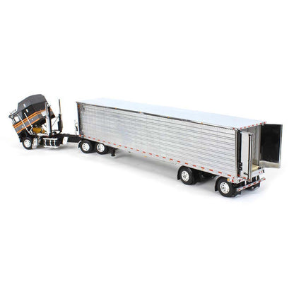 Kenworth K-100E Aerodyne COE w/53' Utility Spread-Axle Dry Van Trailer (Silver/Black/Orange/Chrome)