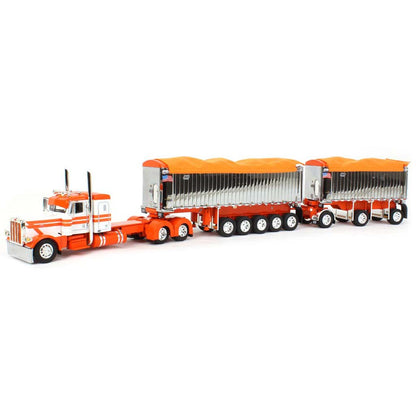 Peterbilt 389 w/East Genesis II Michigan End Dump Trailer Set (White/Orange)