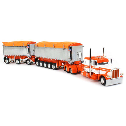 Peterbilt 389 w/East Genesis II Michigan End Dump Trailer Set (White/Orange)