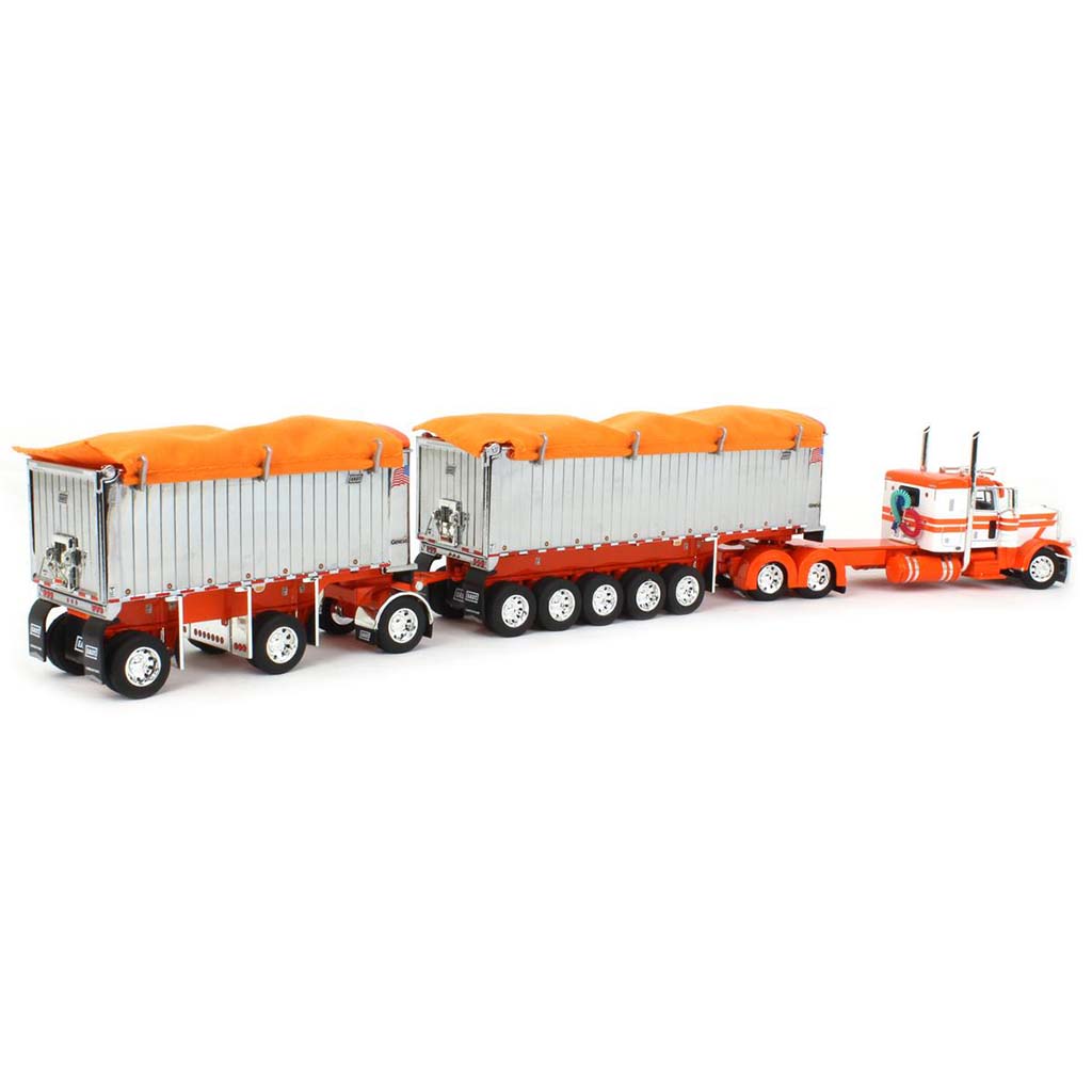 Peterbilt 389 w/East Genesis II Michigan End Dump Trailer Set (White/Orange)