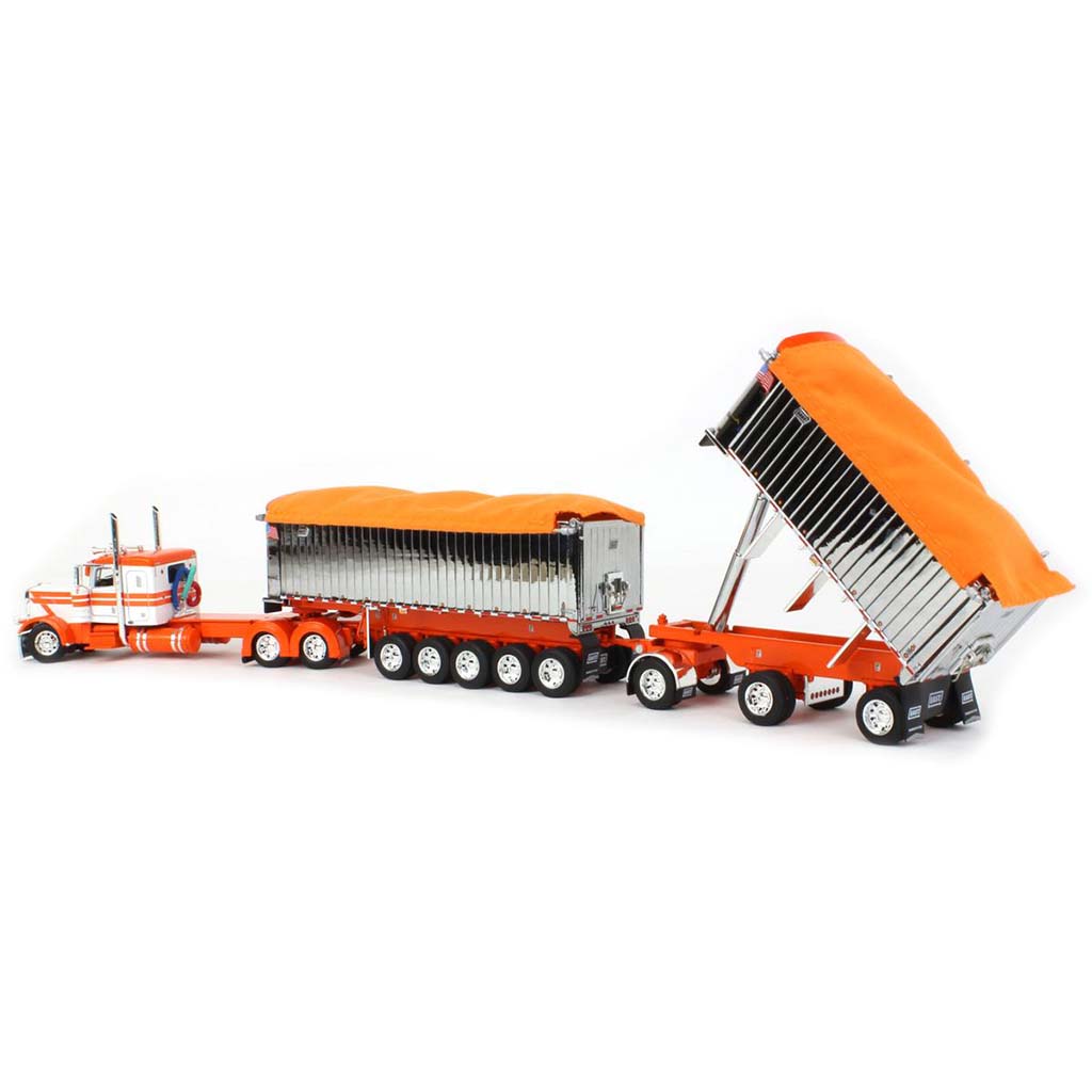 Peterbilt 389 w/East Genesis II Michigan End Dump Trailer Set (White/Orange)