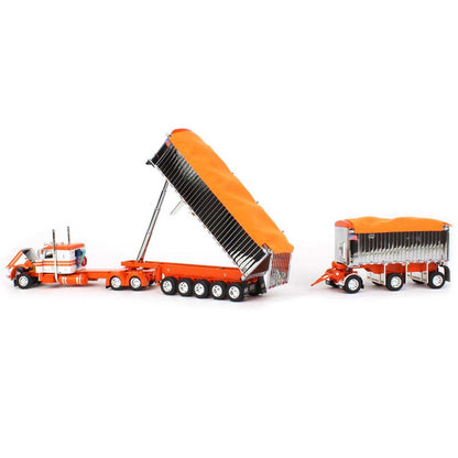 Peterbilt 389 w/East Genesis II Michigan End Dump Trailer Set (White/Orange)