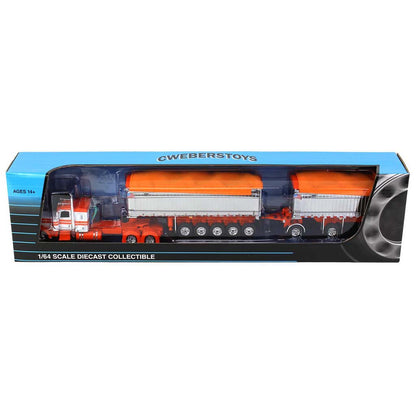 Peterbilt 389 w/East Genesis II Michigan End Dump Trailer Set (White/Orange)