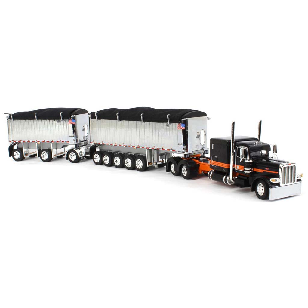 Peterbilt 389 w/East Genesis II Michigan End Dump Trailer Set (Black Sapphire/Orange)