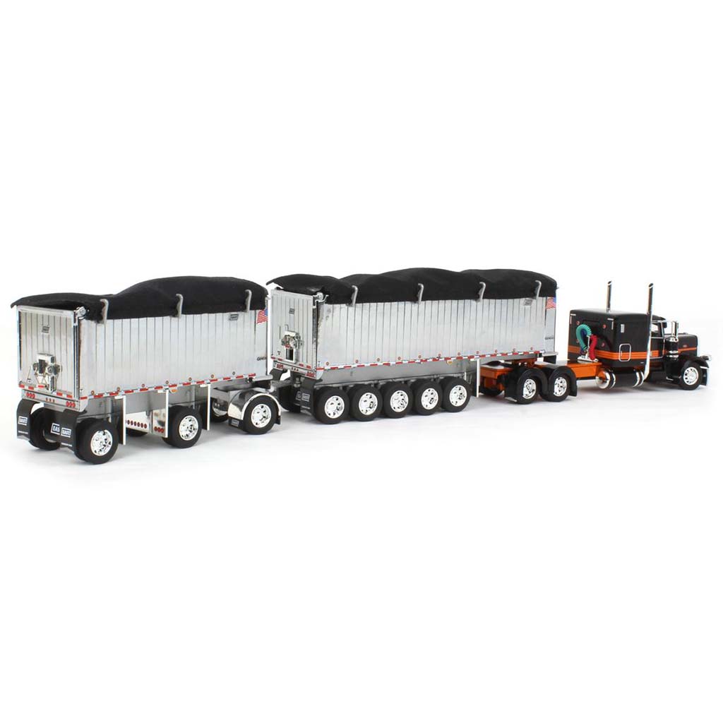 Peterbilt 389 w/East Genesis II Michigan End Dump Trailer Set (Black Sapphire/Orange)