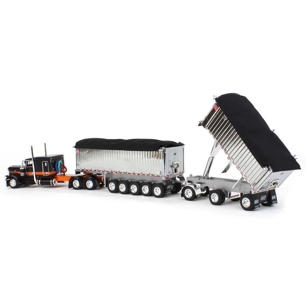 Peterbilt 389 w/East Genesis II Michigan End Dump Trailer Set (Black Sapphire/Orange)