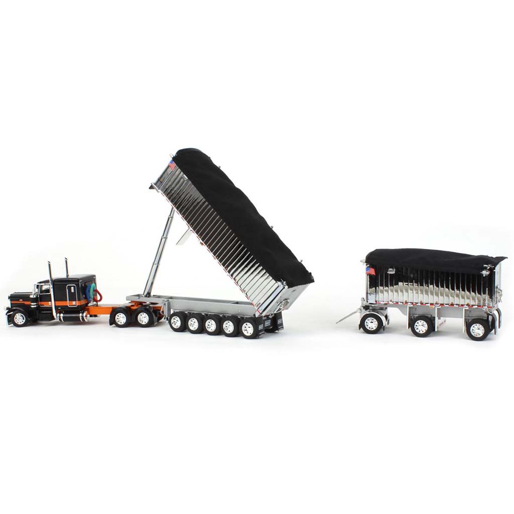 Peterbilt 389 w/East Genesis II Michigan End Dump Trailer Set (Black Sapphire/Orange)