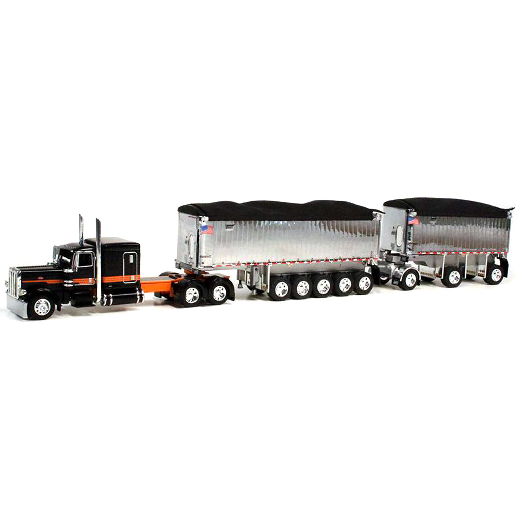 Peterbilt 389 w/East Genesis II Michigan End Dump Trailer Set (Black Sapphire/Orange)