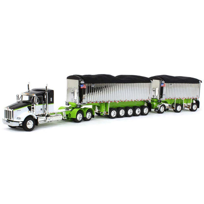 Kenworth T800 w/East Genesis II Michigan End Dump Trailer Set (White/Black/Lime Green)