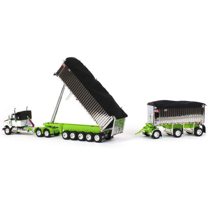 Kenworth T800 w/East Genesis II Michigan End Dump Trailer Set (White/Black/Lime Green)