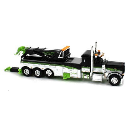 Model tow truck with crane on a white background