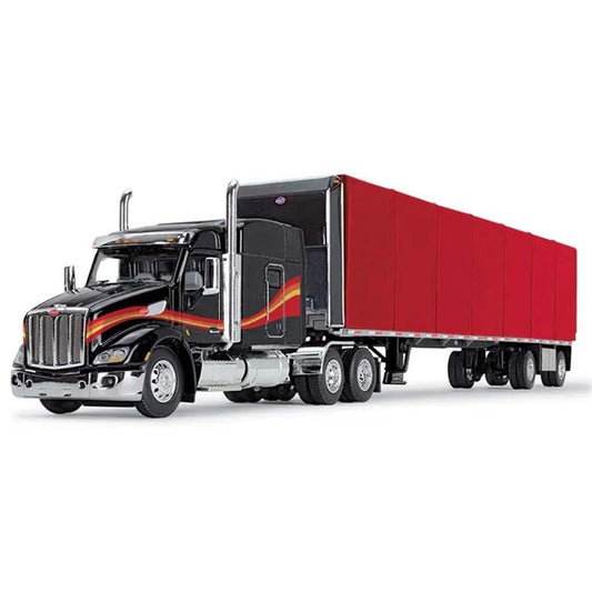 Peterbilt 579 w/53' Utility Roll Tarp Spread-Axle Trailer (Black/Red)