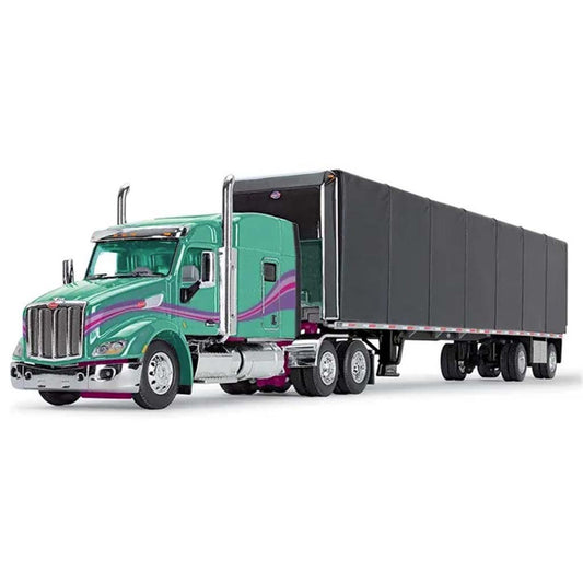 Peterbilt 579 w/53' Utility Roll Tarp Spread-Axle Trailer (Teal/Black)