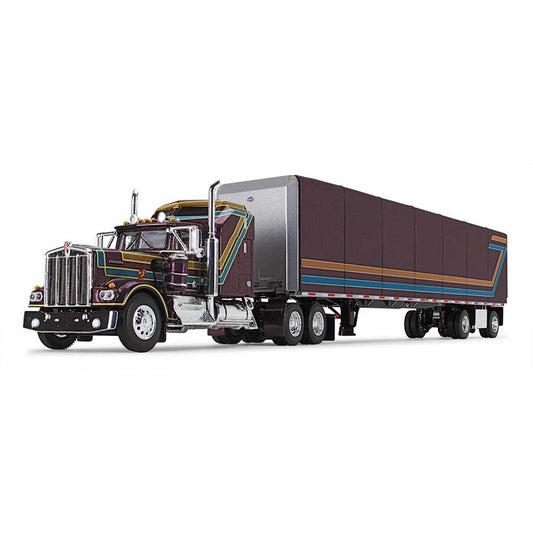 Kenworth W900A Aerodyne Sleeper Cab w/Utility 53' Roll Tarp Trailer (Plum)