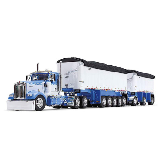 Kenworth W900L Day Cab w/East Genesis II Michigan End Dump Trailer Set (Wisteria Blue/White)