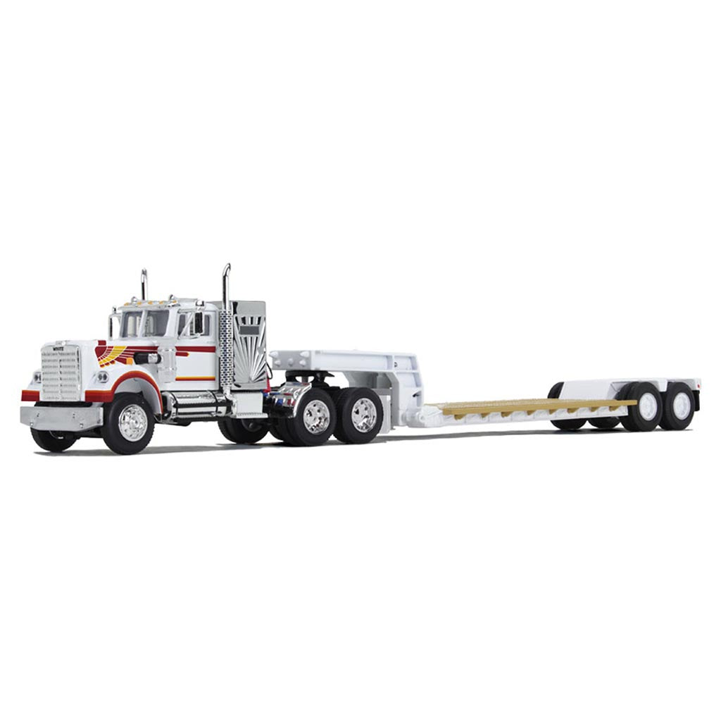 White Western Star 4900 w/Rogers Tandem Axle Lowboy Trailer (White)