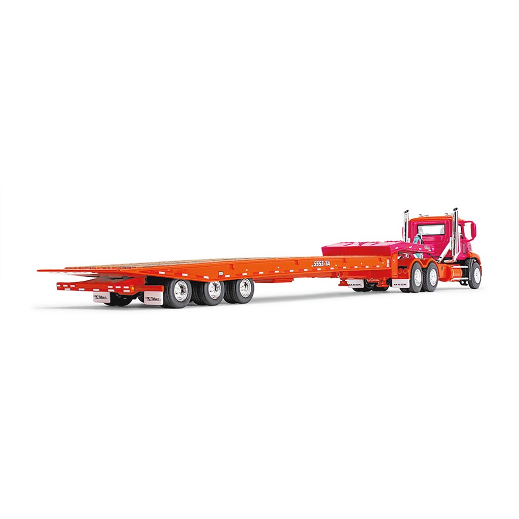 Mack Pinnacle Day Cab w/Talbert 5553TA Traveling-Axle Lowboy Trailer (Mack Orange/Fuchsia)