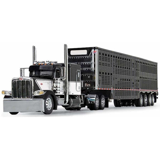 Peterbilt 389 w/53' Wilson Silverstar Quad-Axle Livestock Trailer (Black/White)