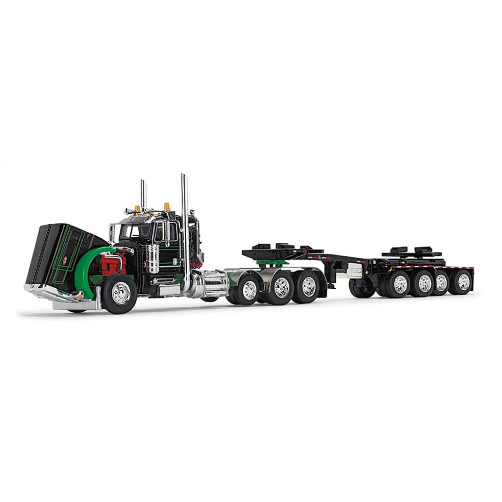 Peterbilt 389 w/ERMC 4-Axle Hydra-Steer Trailer with Bridge Beam Section Load (Black/Green)