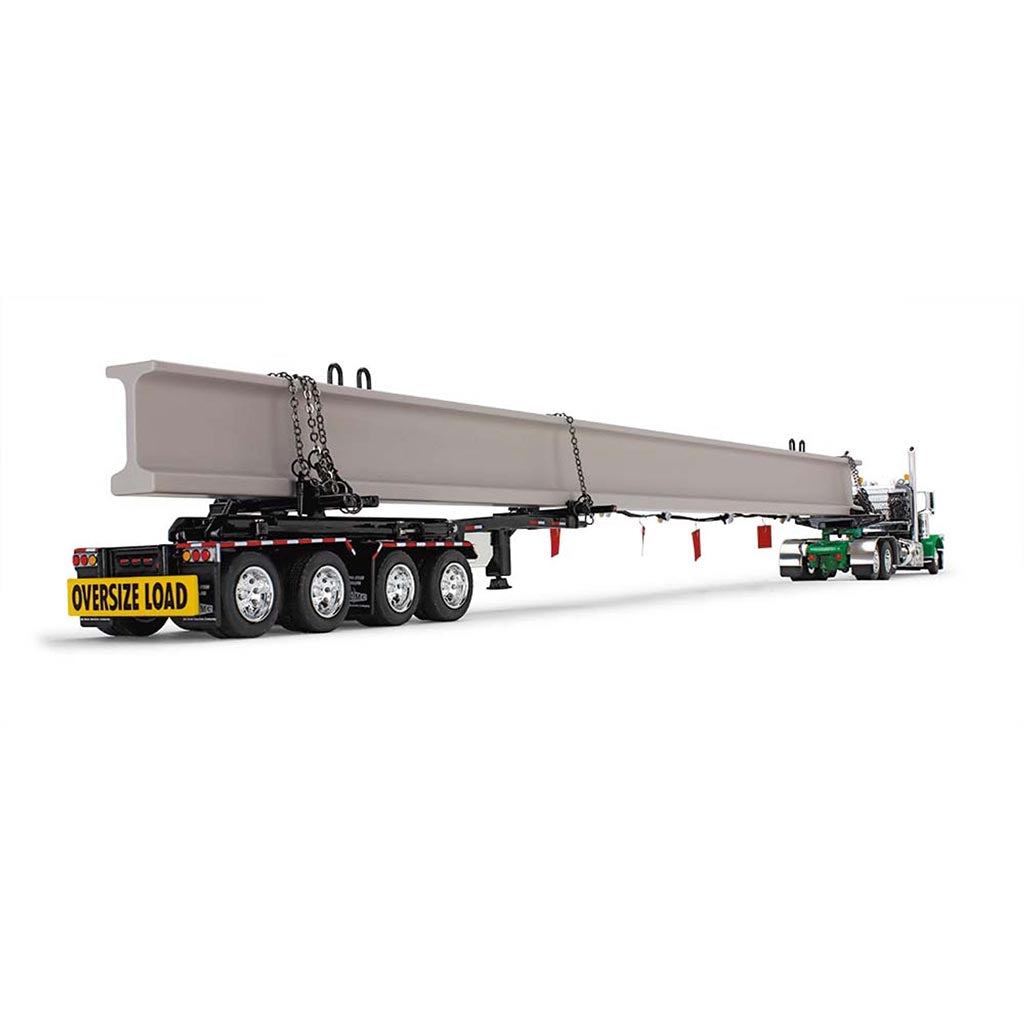 Peterbilt 389 w/ERMC 4-Axle Hydra-Steer Trailer with Bridge Beam Section Load (Black/Green)