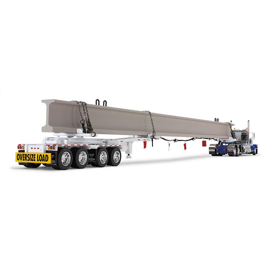 Peterbilt 389 w/ERMC 4-Axle Hydra-Steer Trailer with Bridge Beam Section Load (White/Blue)