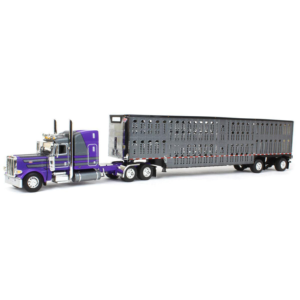 Peterbilt 389 w/53' Wilson Silverstar Spread-Axle Livestock Trailer (Gunmetal Gray/Purple)