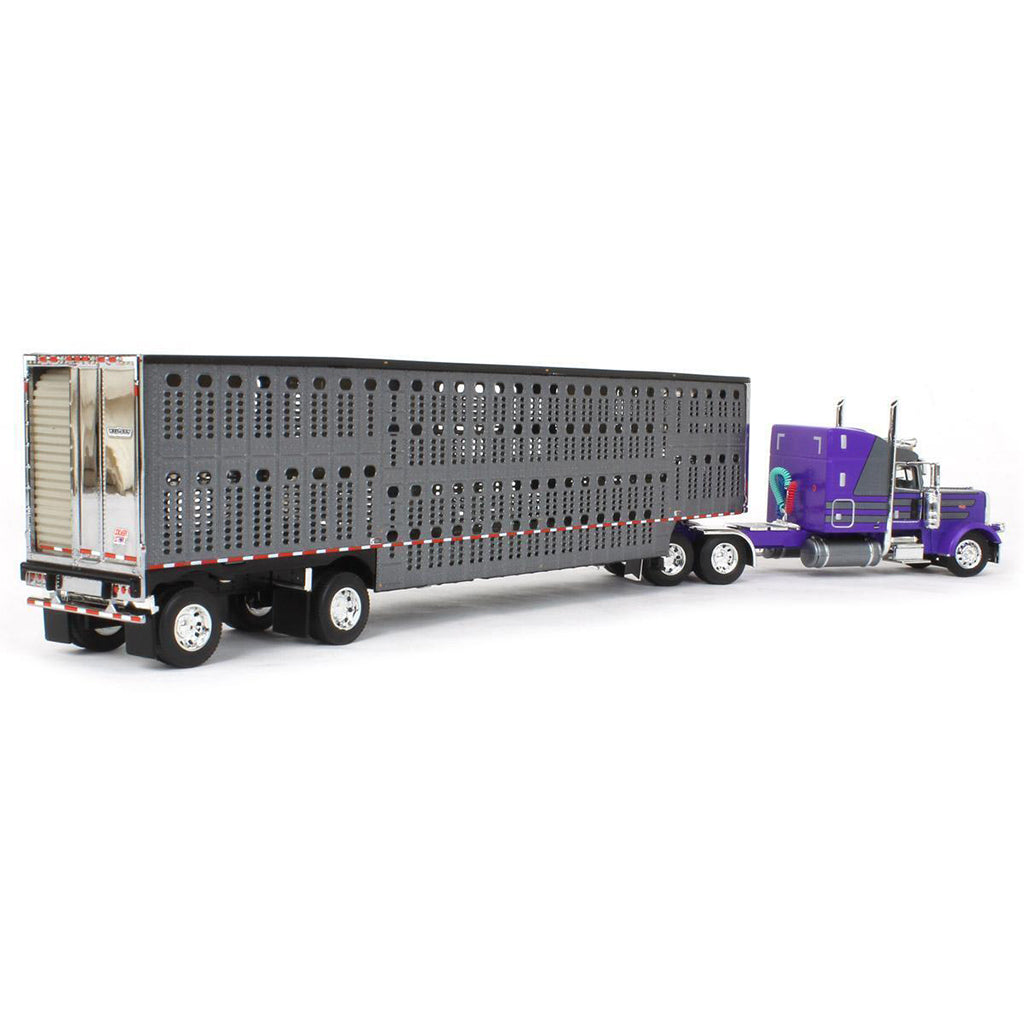 Peterbilt 389 w/53' Wilson Silverstar Spread-Axle Livestock Trailer (Gunmetal Gray/Purple)