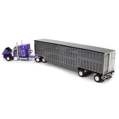 Peterbilt 389 w/53' Wilson Silverstar Spread-Axle Livestock Trailer (Gunmetal Gray/Purple)