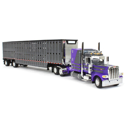 Peterbilt 389 w/53' Wilson Silverstar Spread-Axle Livestock Trailer (Gunmetal Gray/Purple)