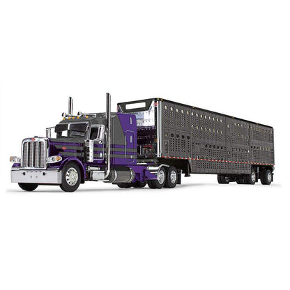 Peterbilt 389 w/53' Wilson Silverstar Spread-Axle Livestock Trailer (Gunmetal Gray/Purple)