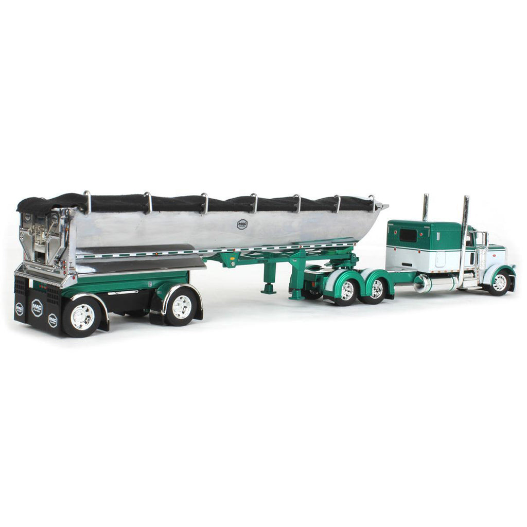 Peterbilt 389 w/MAC 'Simizer Round Bottom End Dump Trailer (Green/White)