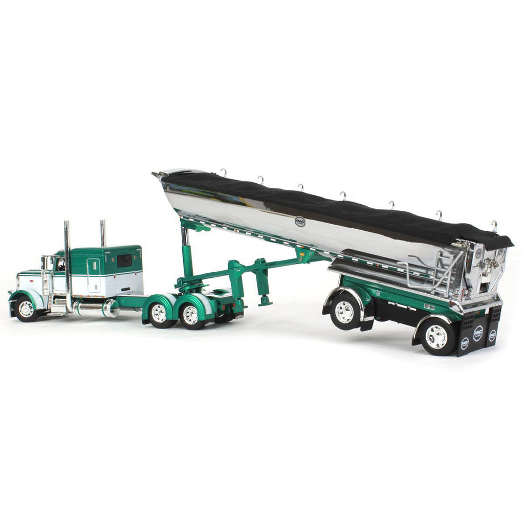 Peterbilt 389 w/MAC 'Simizer Round Bottom End Dump Trailer (Green/White)