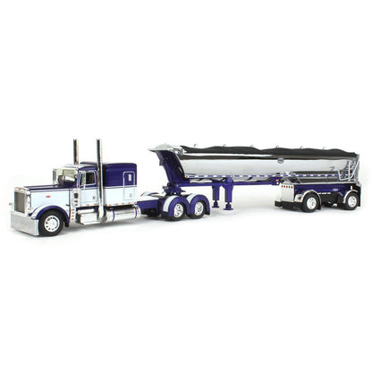 Peterbilt 389 w/MAC 'Simizer Round Bottom Spread-Axle End Dump Trailer (Purple/White)