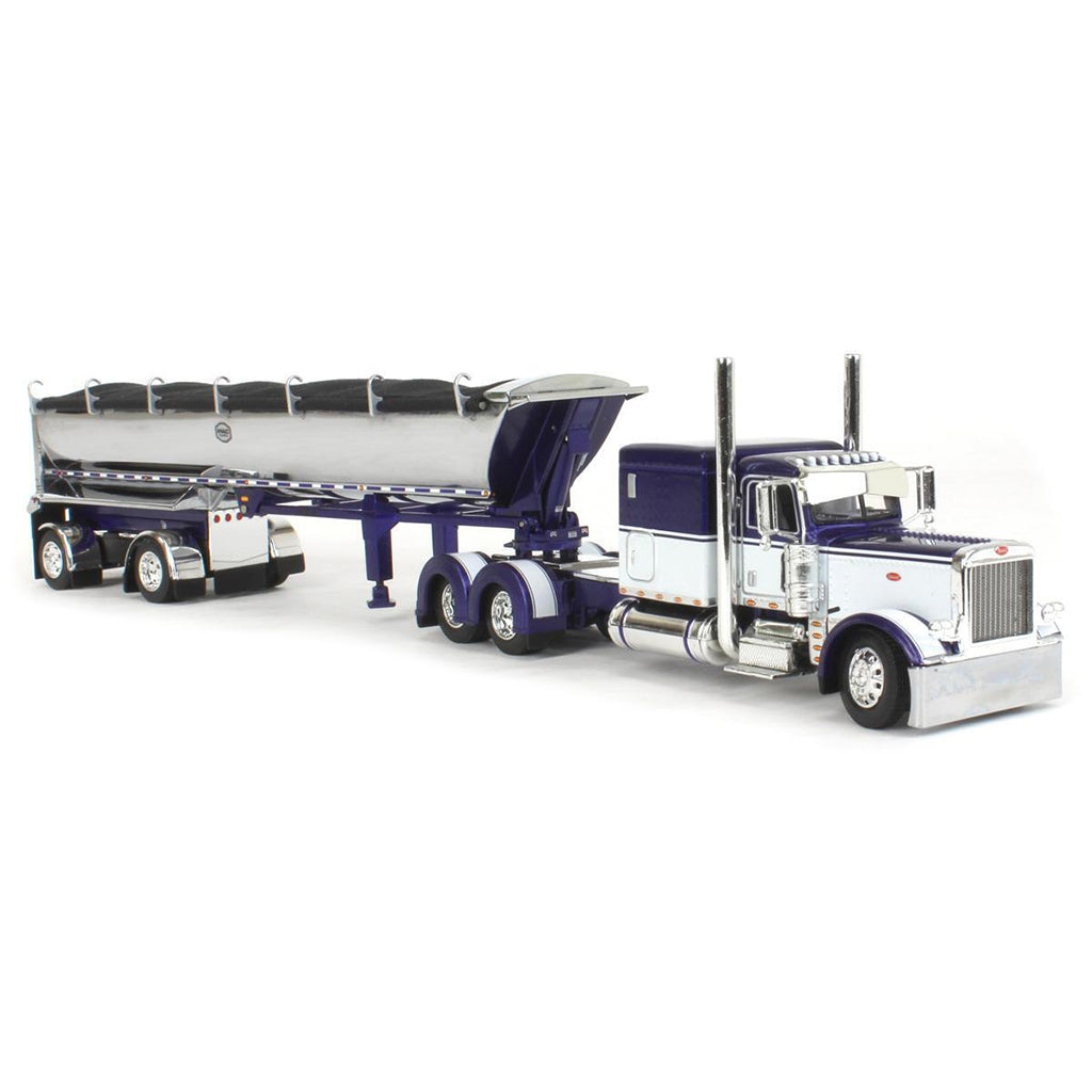 Peterbilt 389 w/MAC 'Simizer Round Bottom Spread-Axle End Dump Trailer (Purple/White)