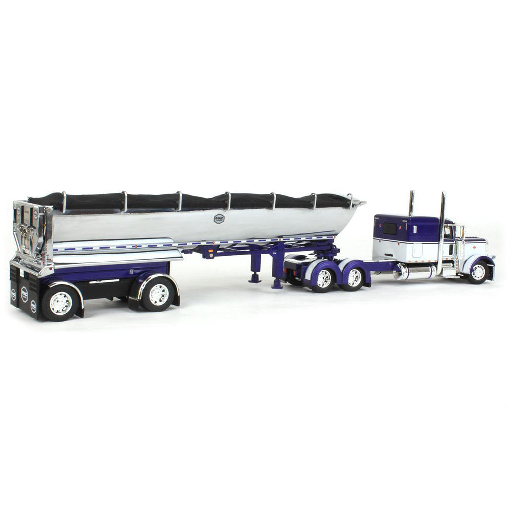 Peterbilt 389 w/MAC 'Simizer Round Bottom Spread-Axle End Dump Trailer (Purple/White)