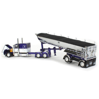 Peterbilt 389 w/MAC 'Simizer Round Bottom Spread-Axle End Dump Trailer (Purple/White)