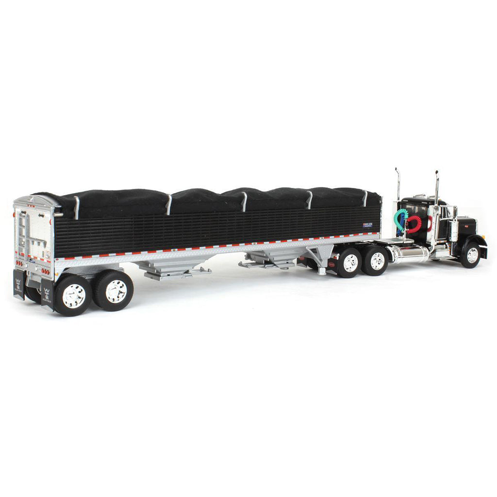 Peterbilt 379 Day Cab (Black) with 45' Wilson Pacesetter Grain Trailer (Black w/Black Tarp)