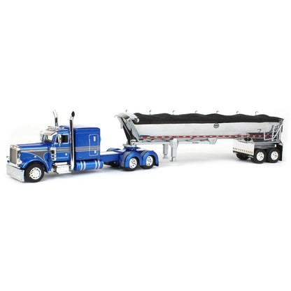 Peterbilt 379 w/MAC 'Simizer Round Bottom End Dump Trailer (Blue Metallic/Gray)