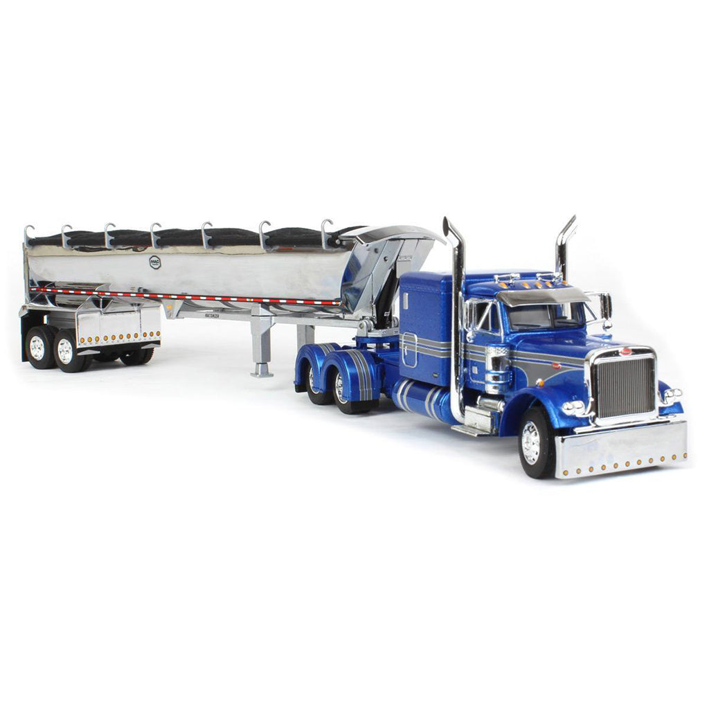 Peterbilt 379 w/MAC 'Simizer Round Bottom End Dump Trailer (Blue Metallic/Gray)