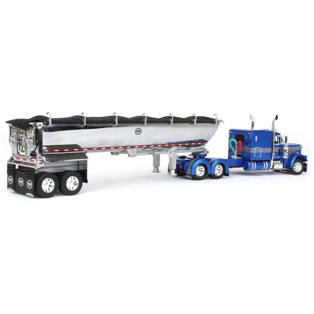 Peterbilt 379 w/MAC 'Simizer Round Bottom End Dump Trailer (Blue Metallic/Gray)