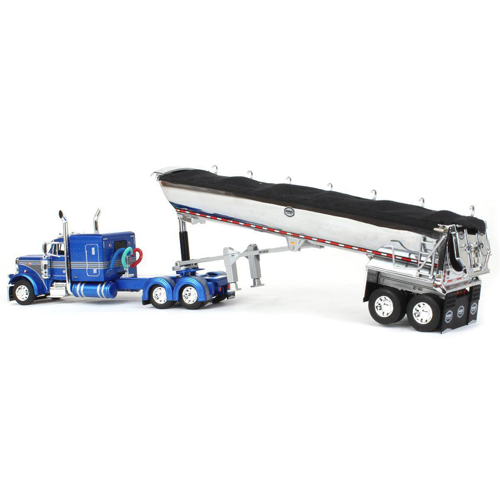 Peterbilt 379 w/MAC 'Simizer Round Bottom End Dump Trailer (Blue Metallic/Gray)